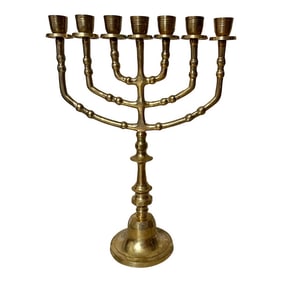 Vintage Brass Menorah / Traditional 7 Candleabra
