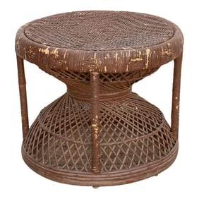 Small Vintage Rattan End Table