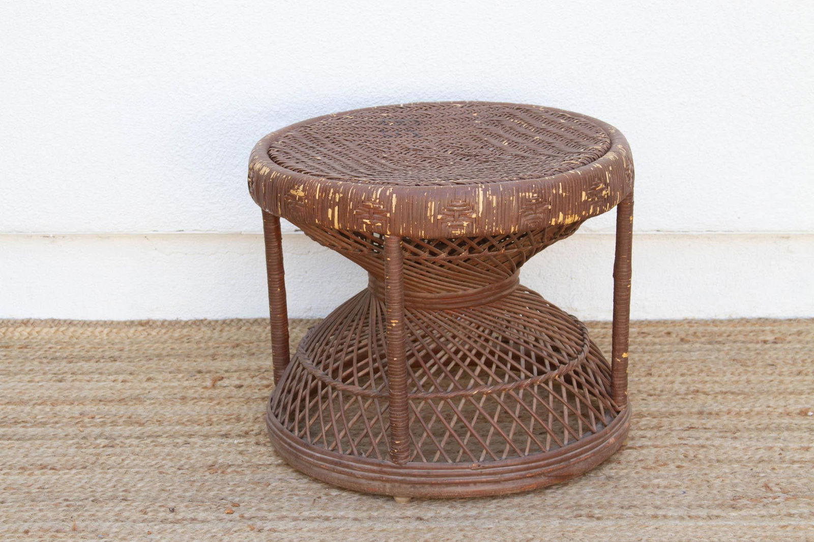 Small Vintage Rattan End Table - 6