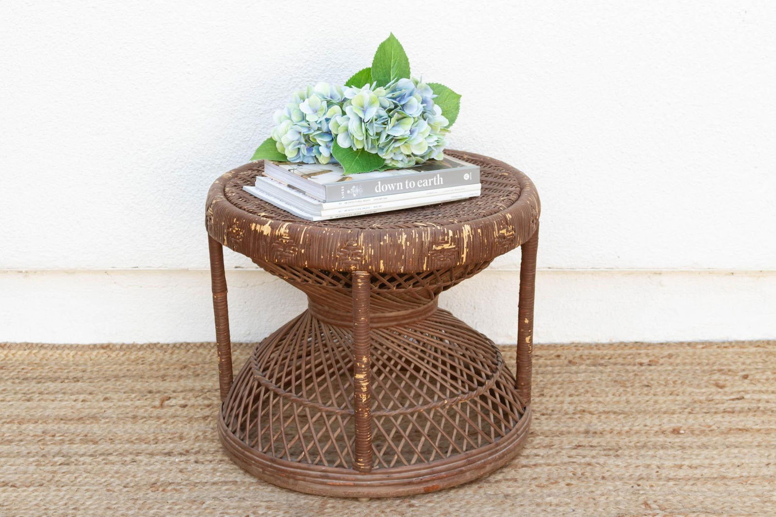 Small Vintage Rattan End Table - 9