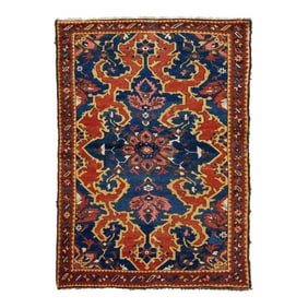 Vintage Persian Bakhtiari Hand-Knotted Wool Rug in Blue With Allover Motif