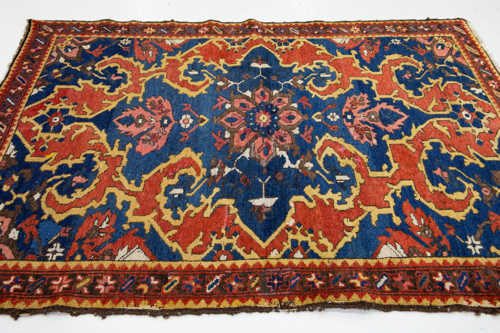 Vintage Persian Bakhtiari Hand-Knotted Wool Rug in Blue With Allover Motif - 4