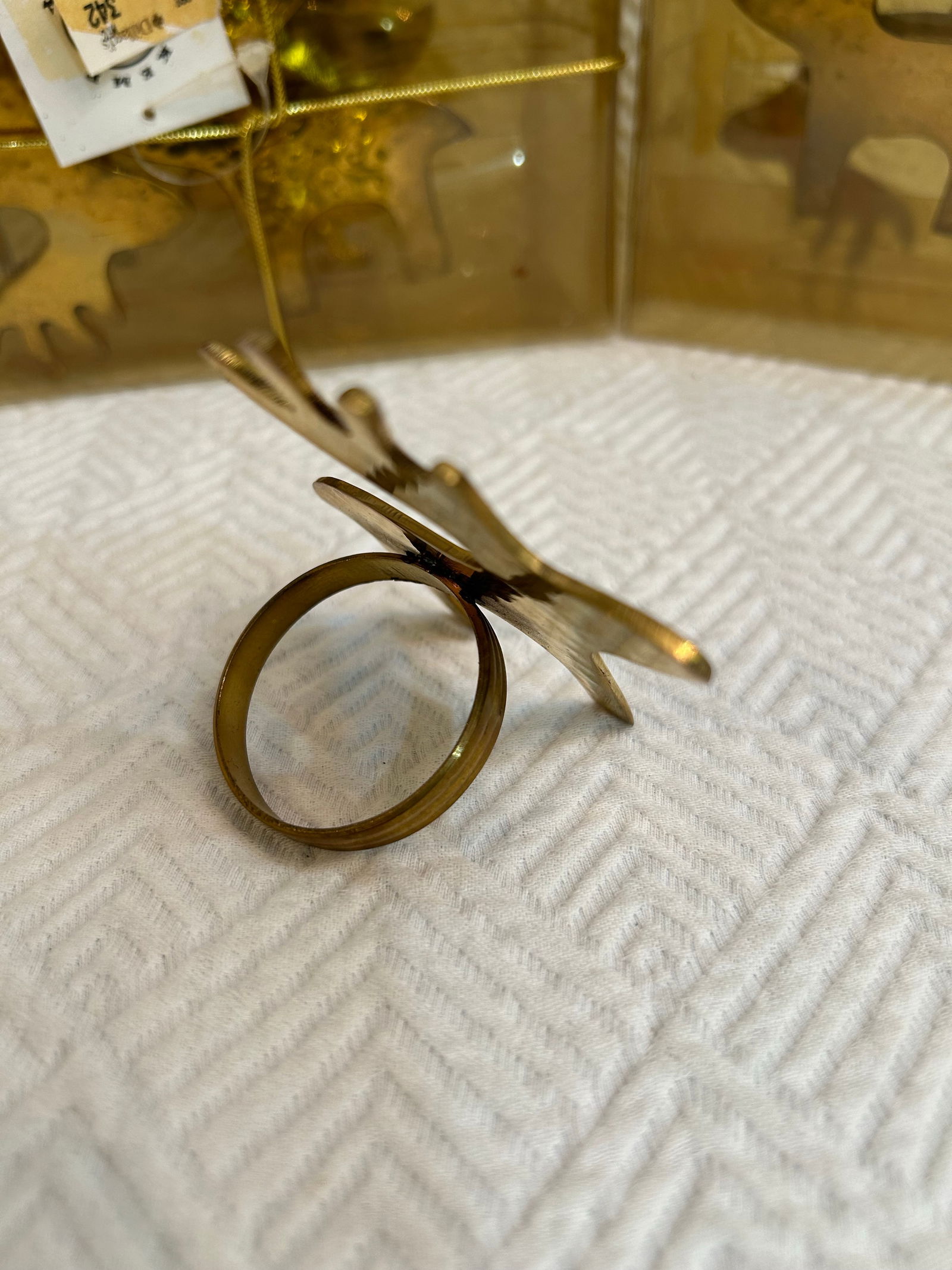 1980's Kemp and Beatley Hammered Brass Reindeer Napkin Rings - a Set of 12 - 5