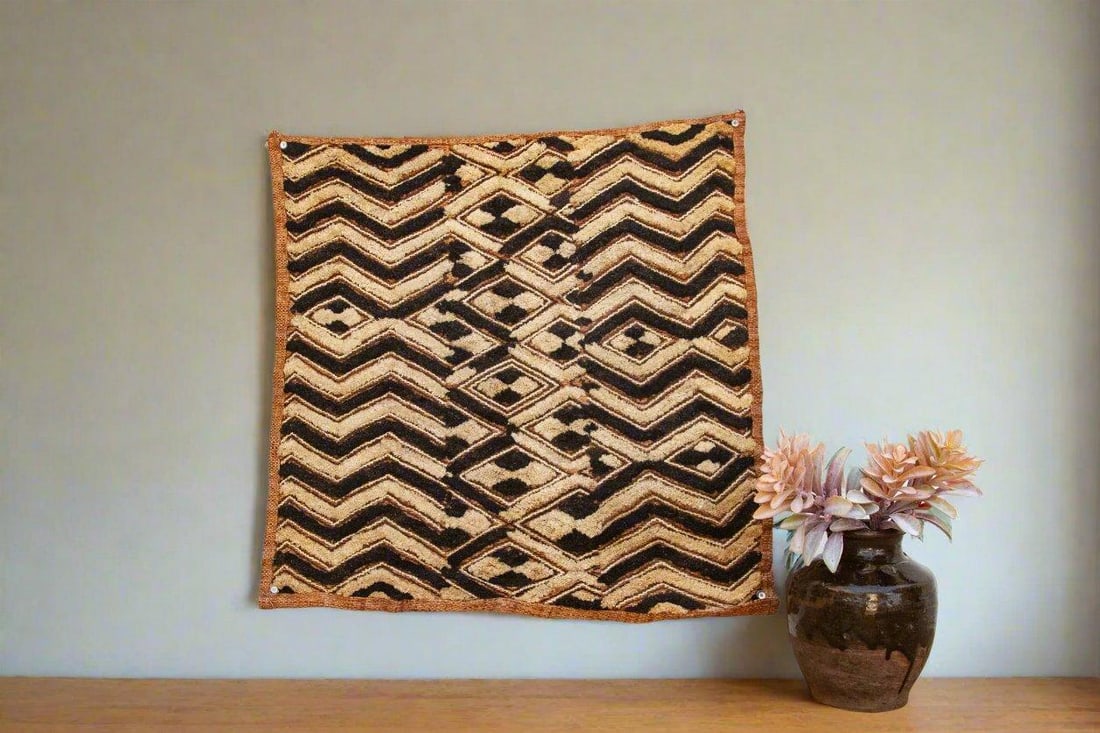 Earth Tones African Kuba Cloth Panel - 2