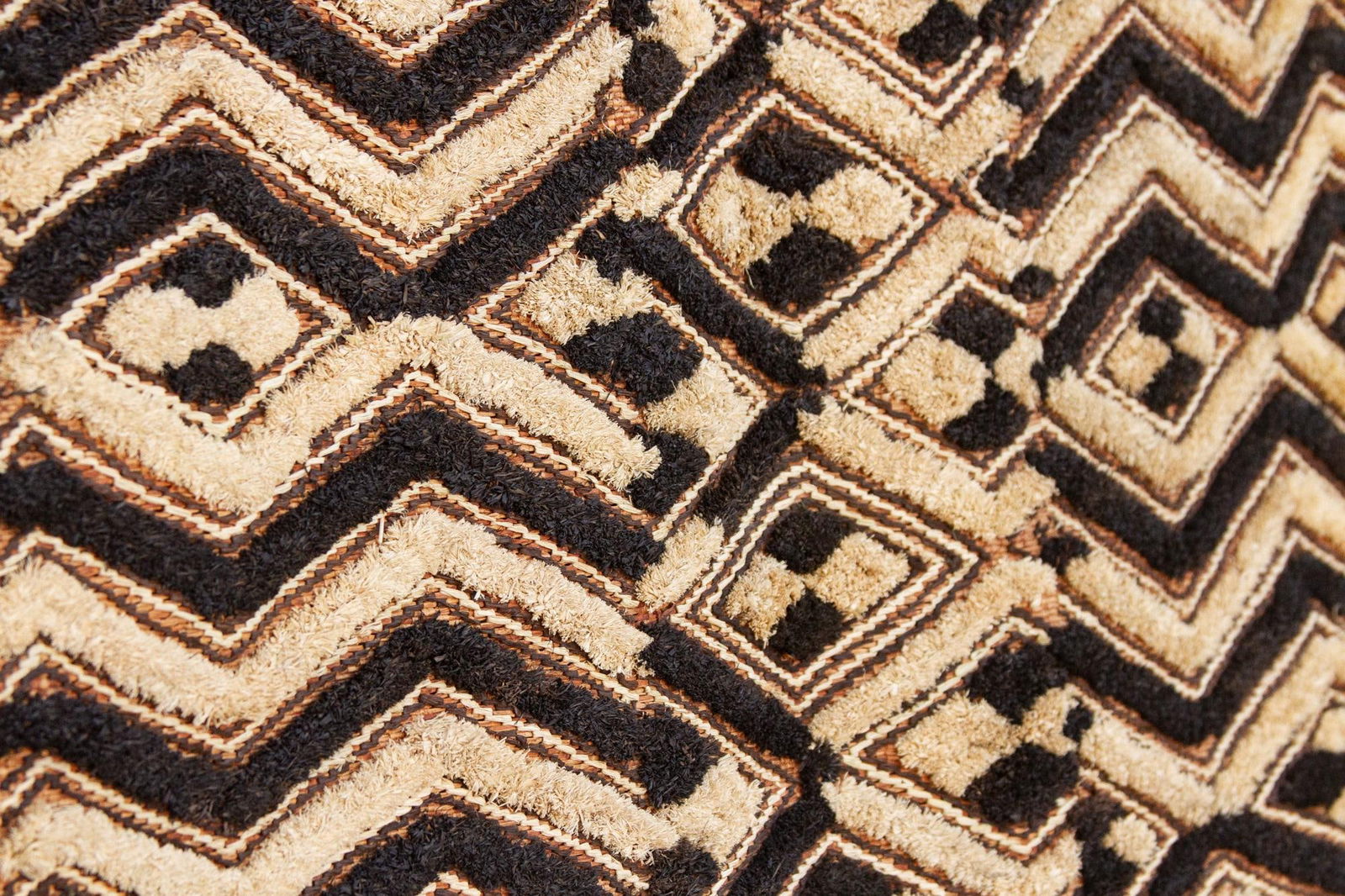 Earth Tones African Kuba Cloth Panel - 5