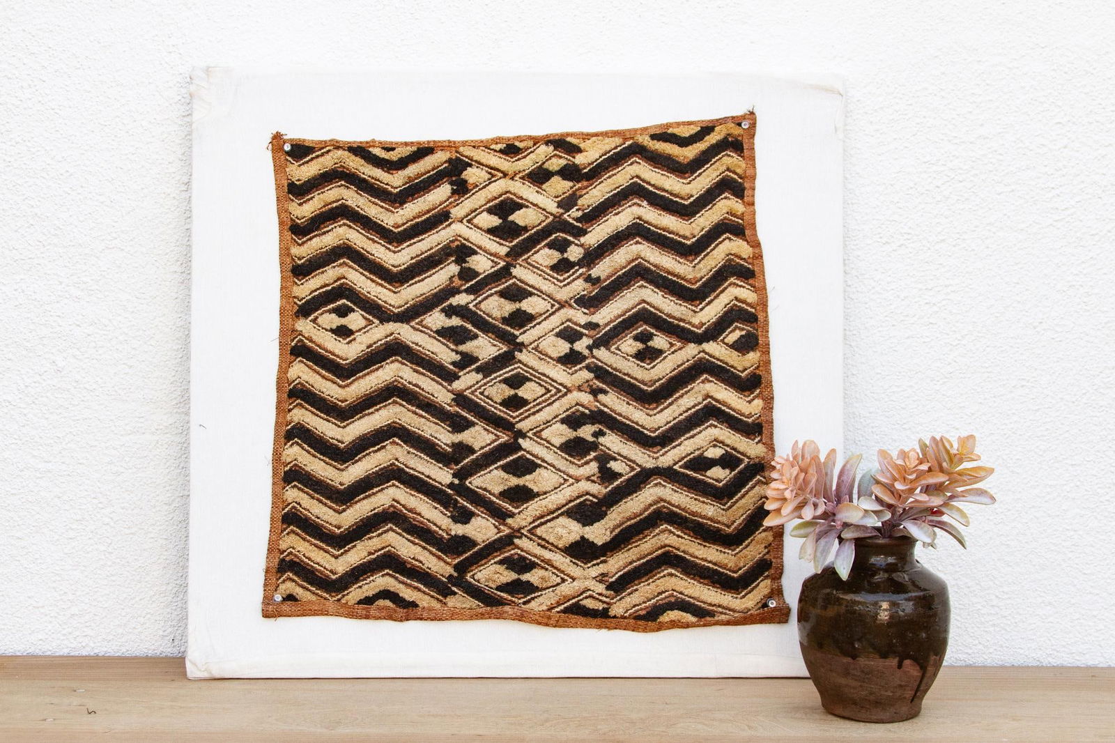 Earth Tones African Kuba Cloth Panel - 7