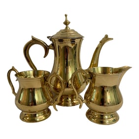 Vintage Lacquered Brass Tea Service - Set of 3 Pieces