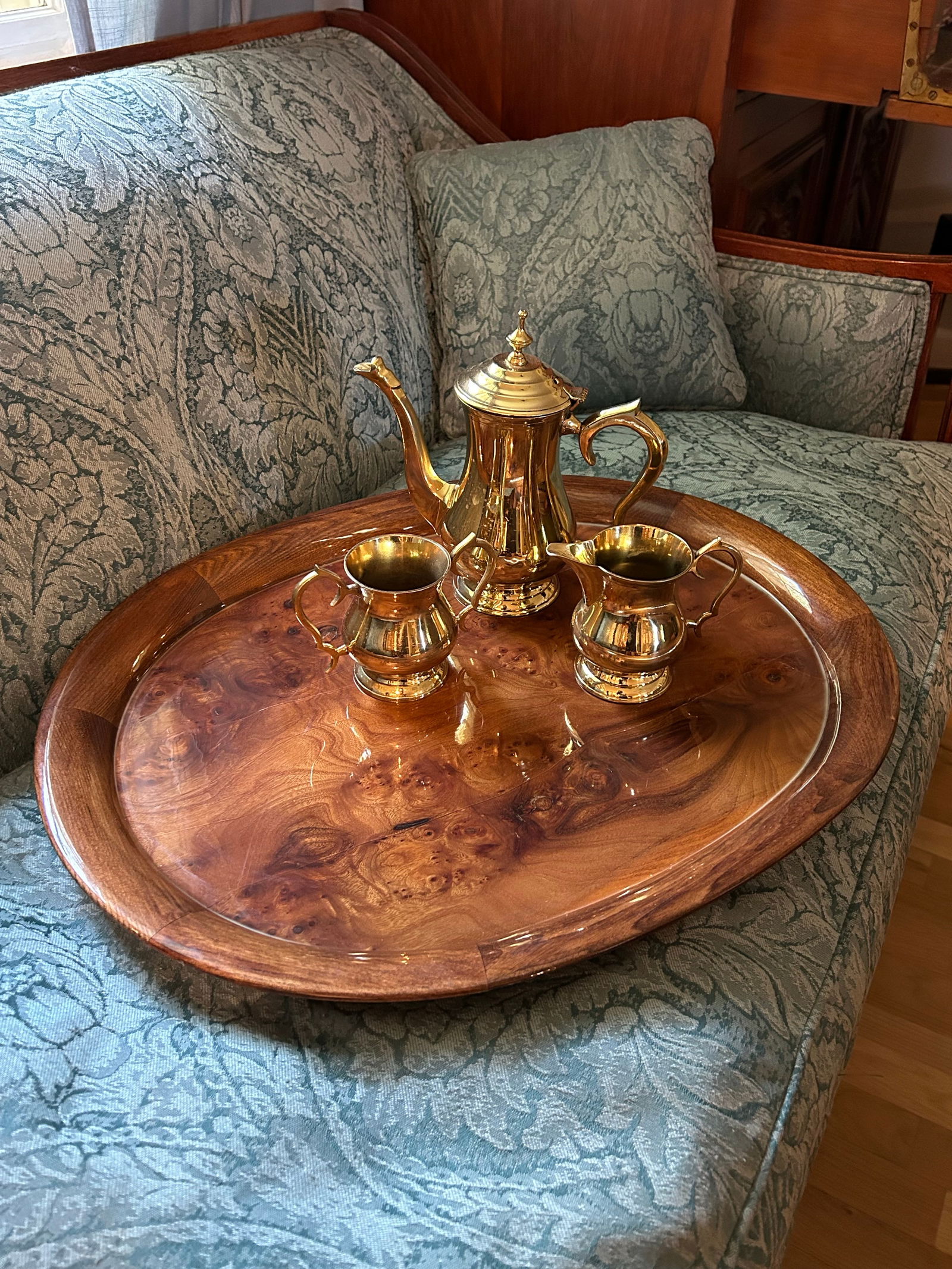 Vintage Lacquered Brass Tea Service - Set of 3 Pieces - 3