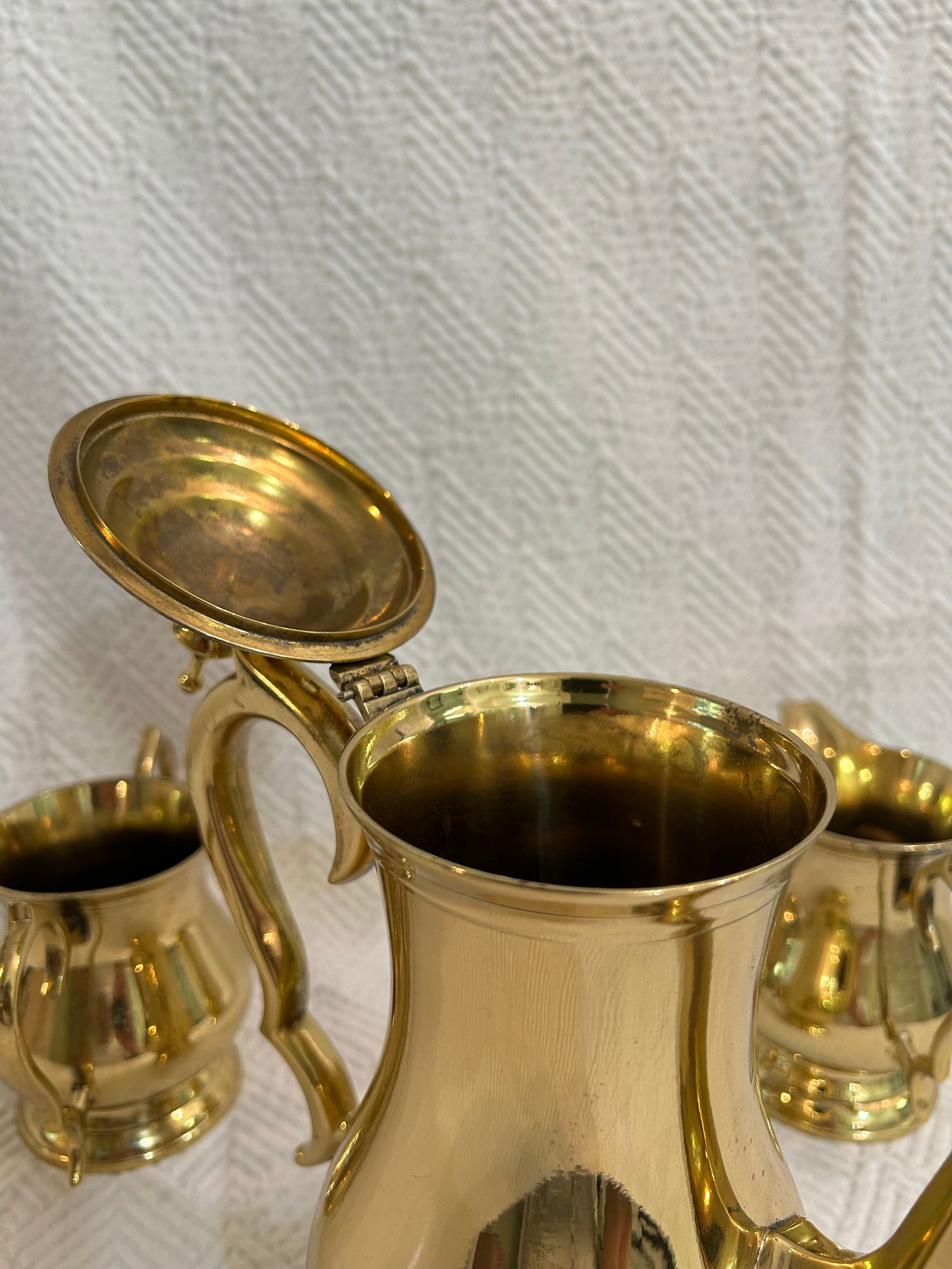 Vintage Lacquered Brass Tea Service - Set of 3 Pieces - 7