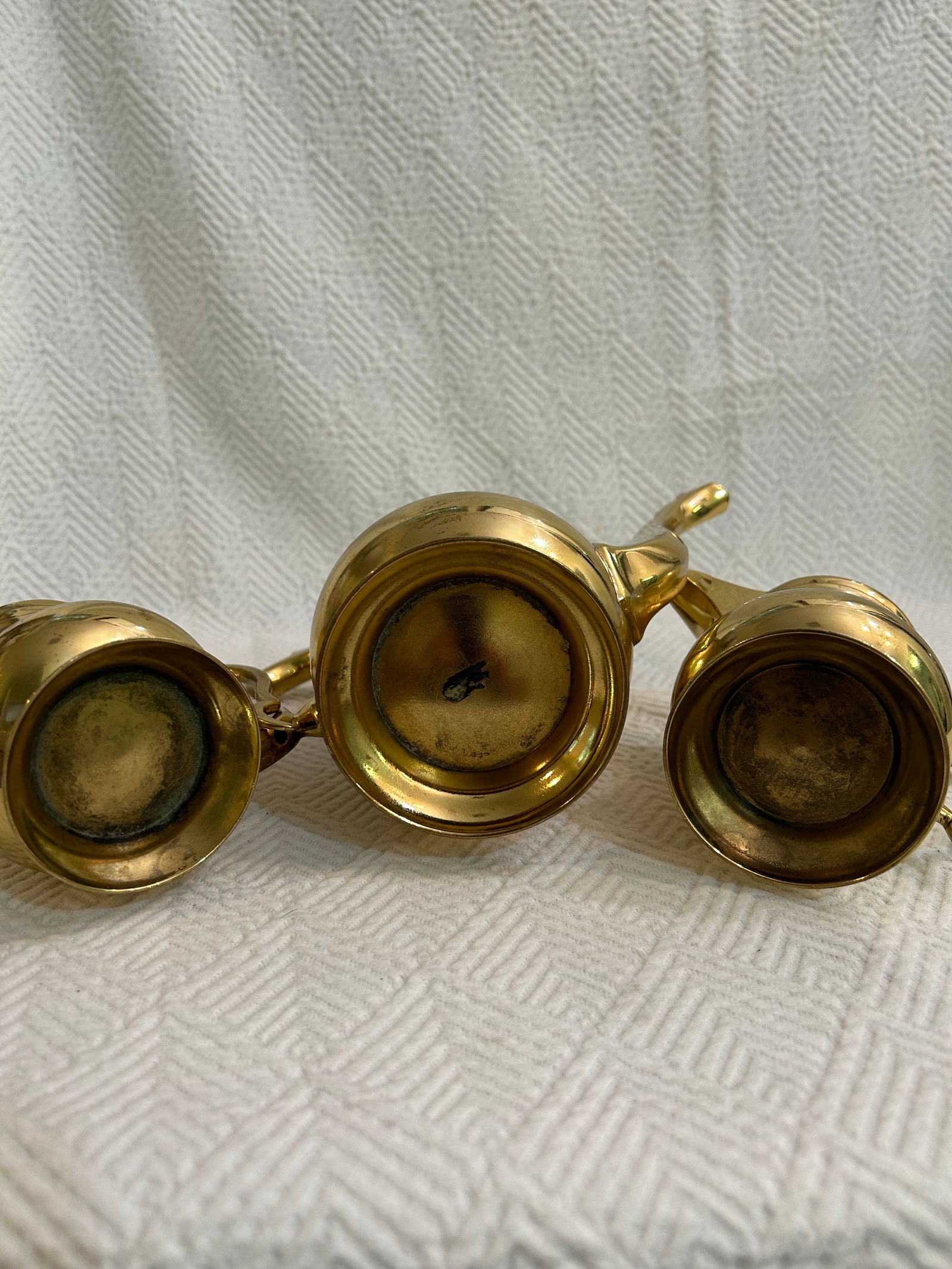 Vintage Lacquered Brass Tea Service - Set of 3 Pieces - 9