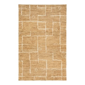 Modern Soumak Natural Jute & Cotton Rug Handmade in Tan