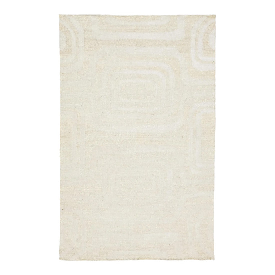 Modern Dhurrie Natural Jute & Wool Rug Handmade in Ivory: Modern Dhurrie Natural Jute and Wool Rug. This rug measures 5' x 7'10". Custom sizes are made-to-order. Material: 70 Jute, 30 Wool. Techniques: Hand-Woven. Style: Natural Modern. Lead time: Approx.
