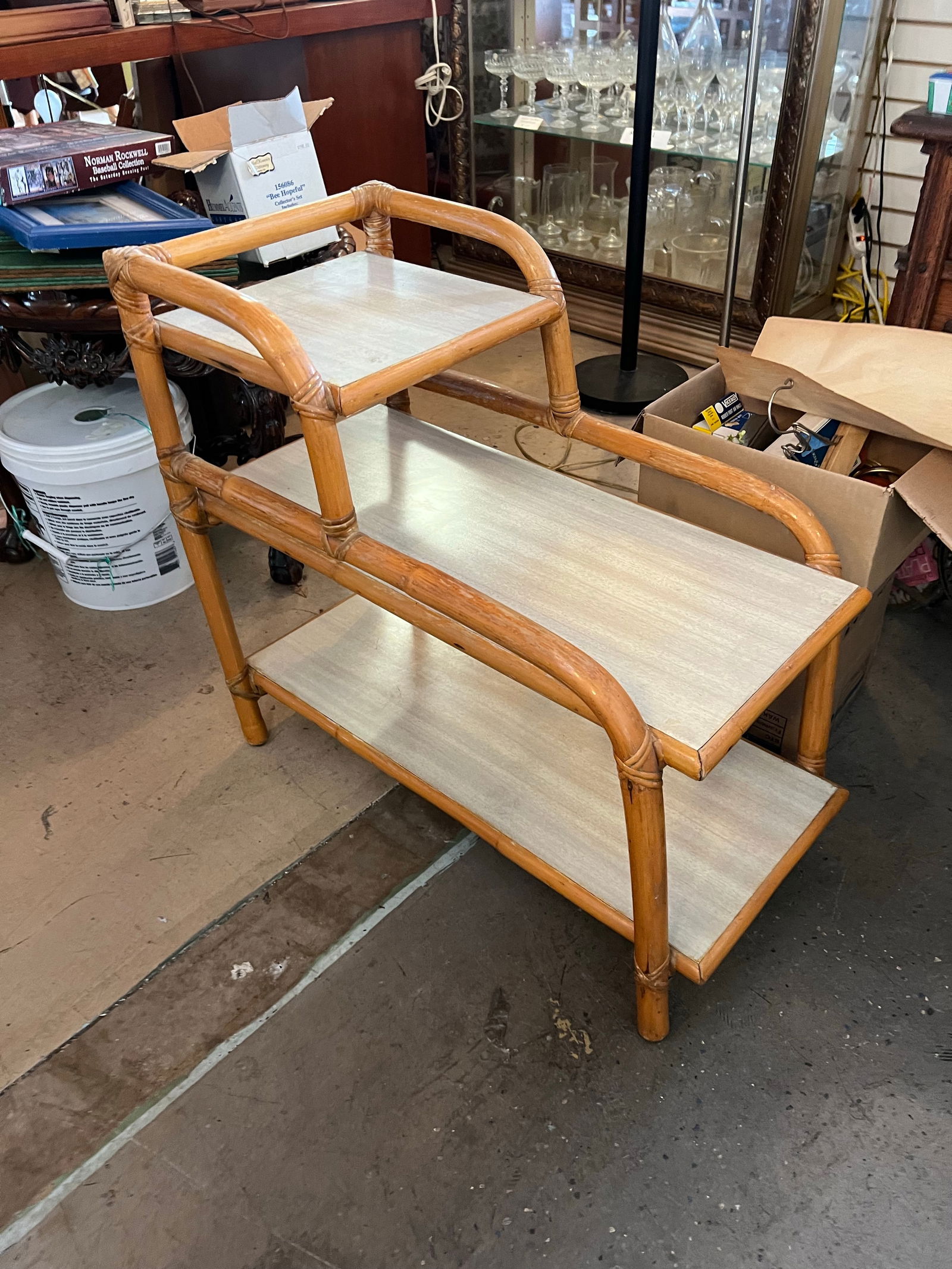 1950s Mid Century 3 Tier Bent Bamboo Side Tables - a Pair - 2