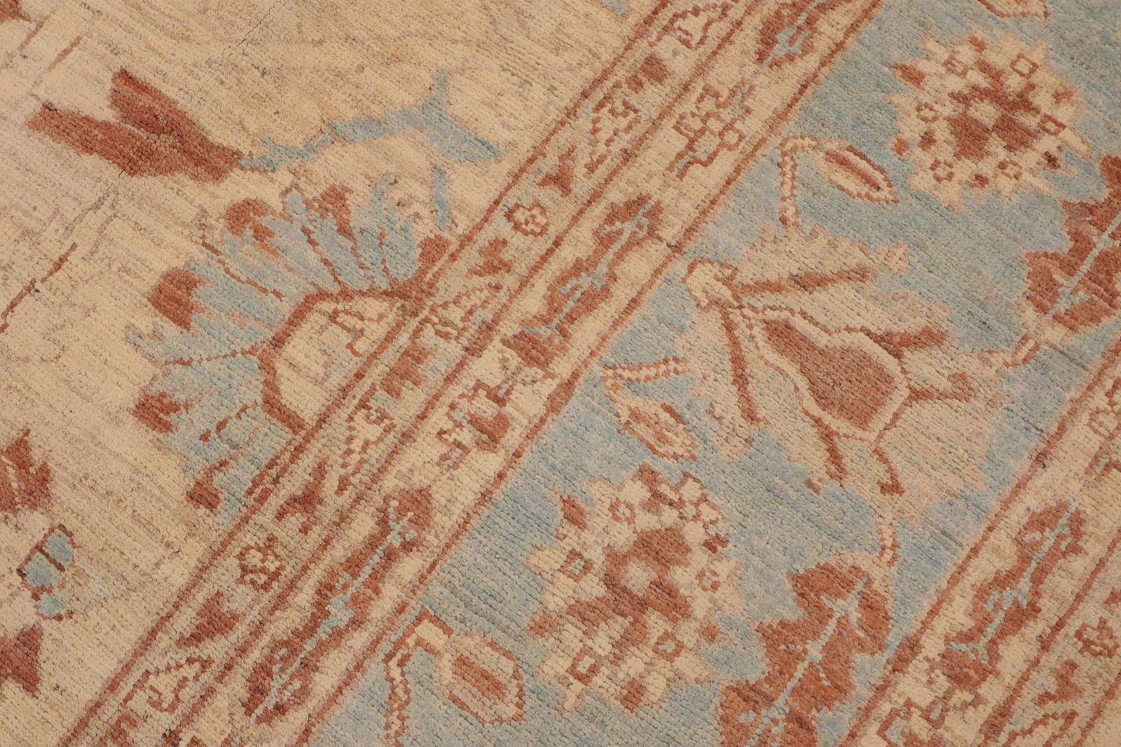 Classic Ziegler Beige Blue Hand-Knotted Wool Rug - 9'1'' X 11'3'' - 7