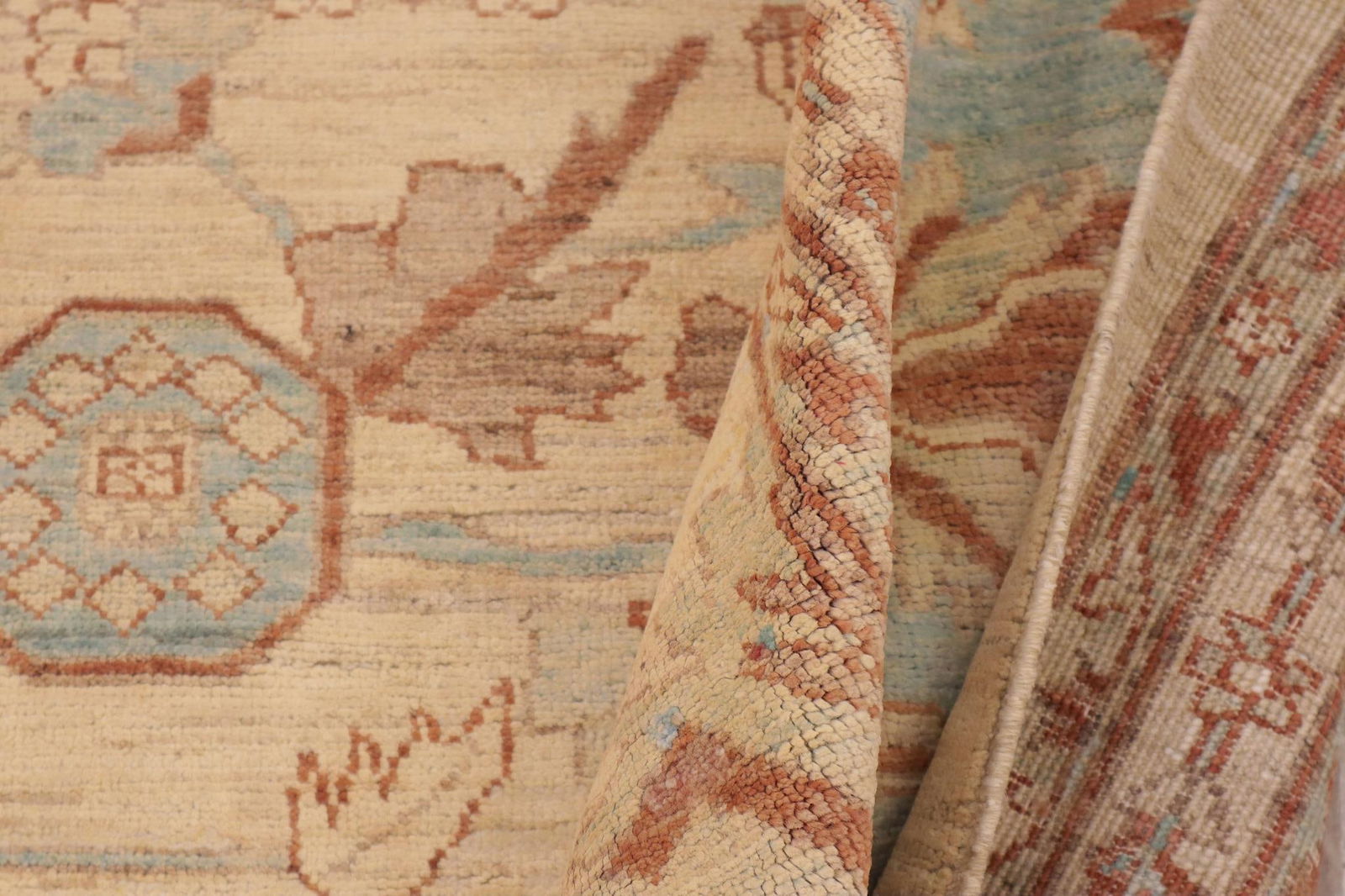 Classic Ziegler Beige Blue Hand-Knotted Wool Rug - 9'1'' X 11'3'' - 8