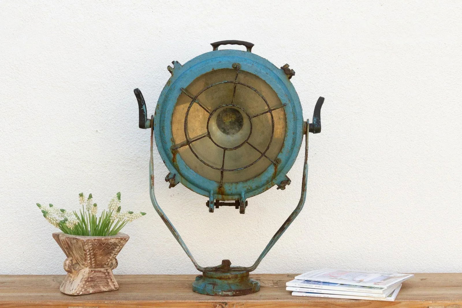 Antique Metal Sea Blue Ship Spotlight - 10
