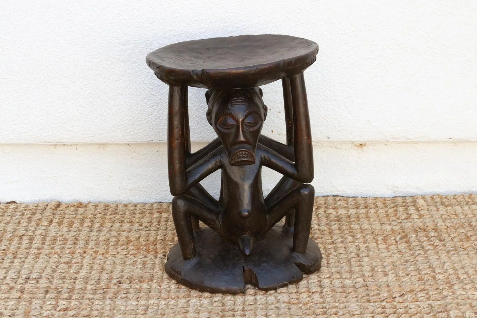 Tribal Songye Figwal Carved Stool - 3