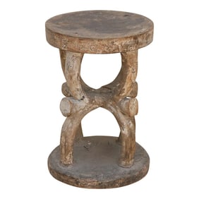 Antique Oxidized Wood Spider Stool