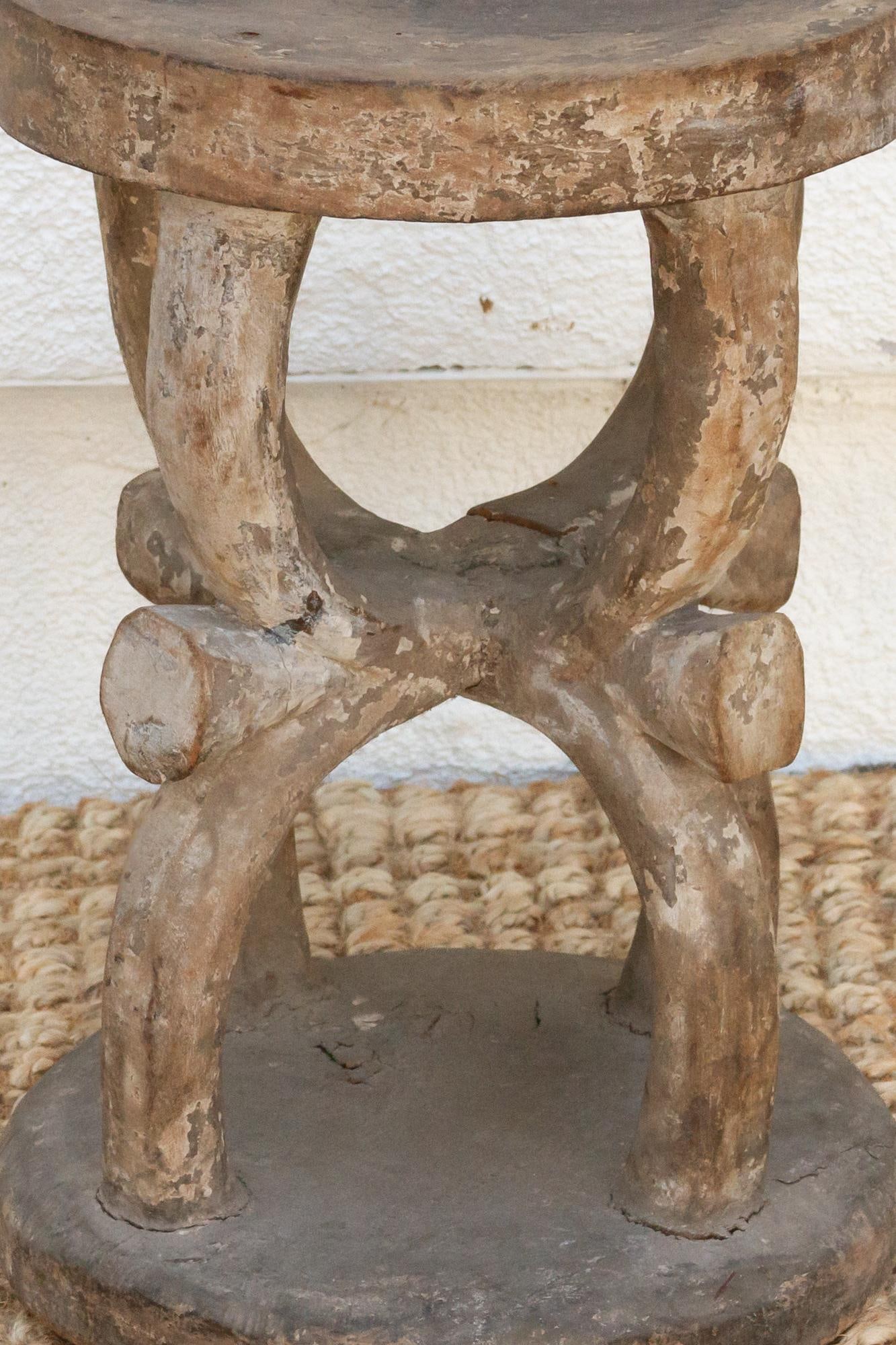Antique Oxidized Wood Spider Stool - 4
