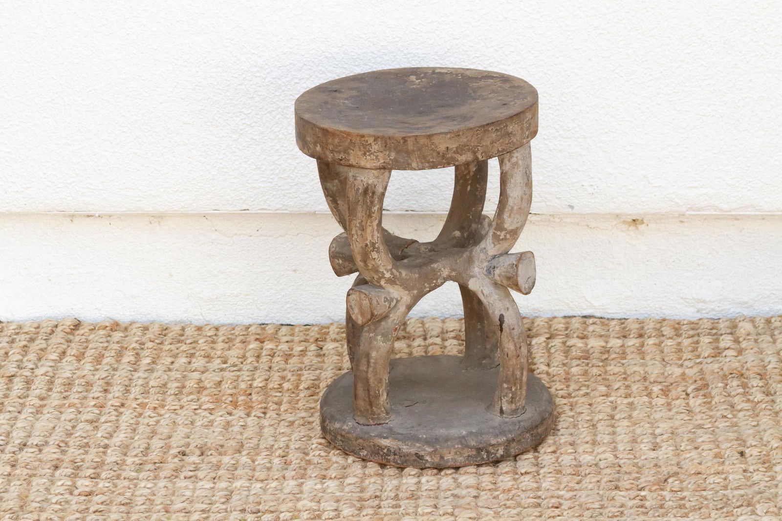 Antique Oxidized Wood Spider Stool - 5
