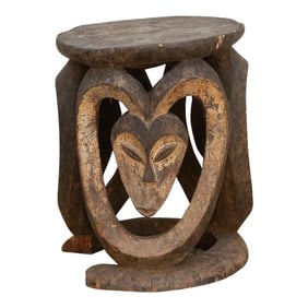 Antique Carved & Painted African Eket Stool