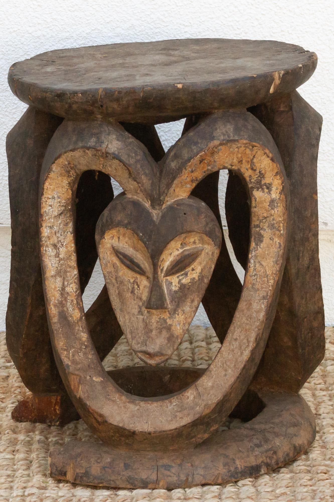 Antique Carved & Painted African Eket Stool - 3