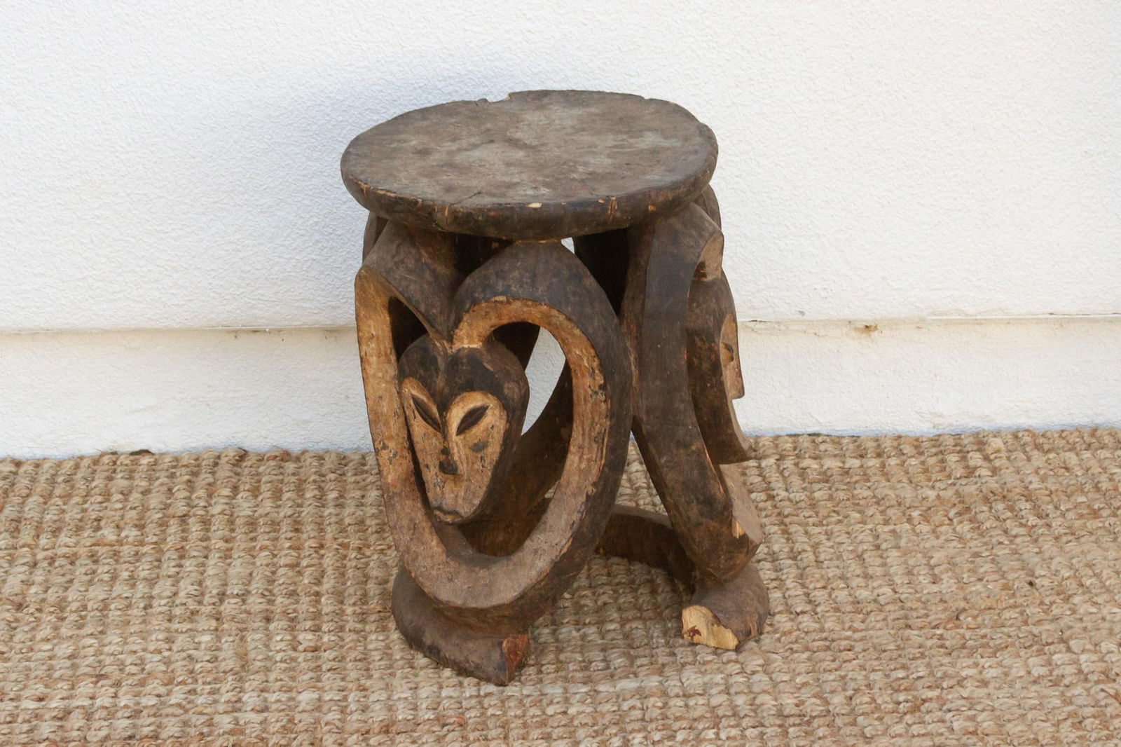 Antique Carved & Painted African Eket Stool - 4