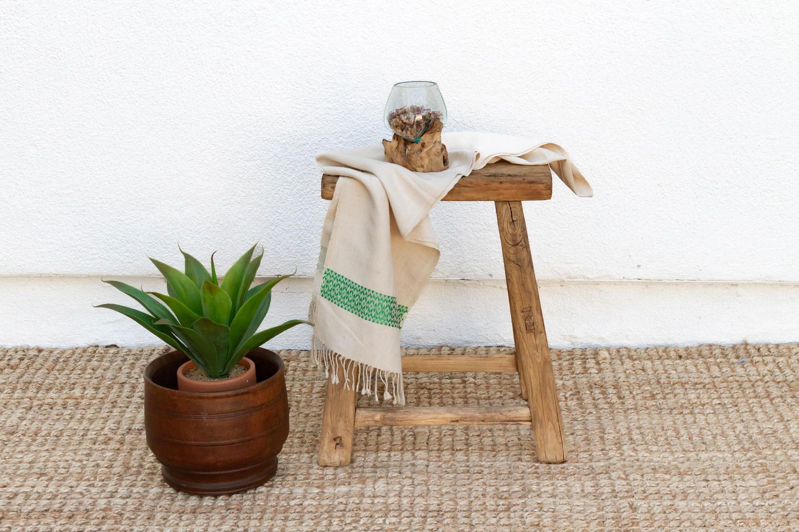 Antique Primitive Wood End Table - 2