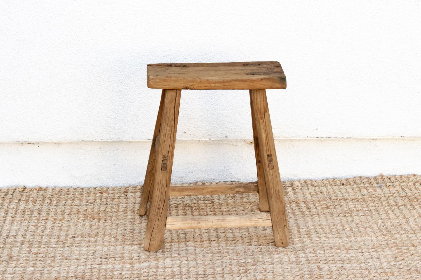 Antique Primitive Wood End Table - 5