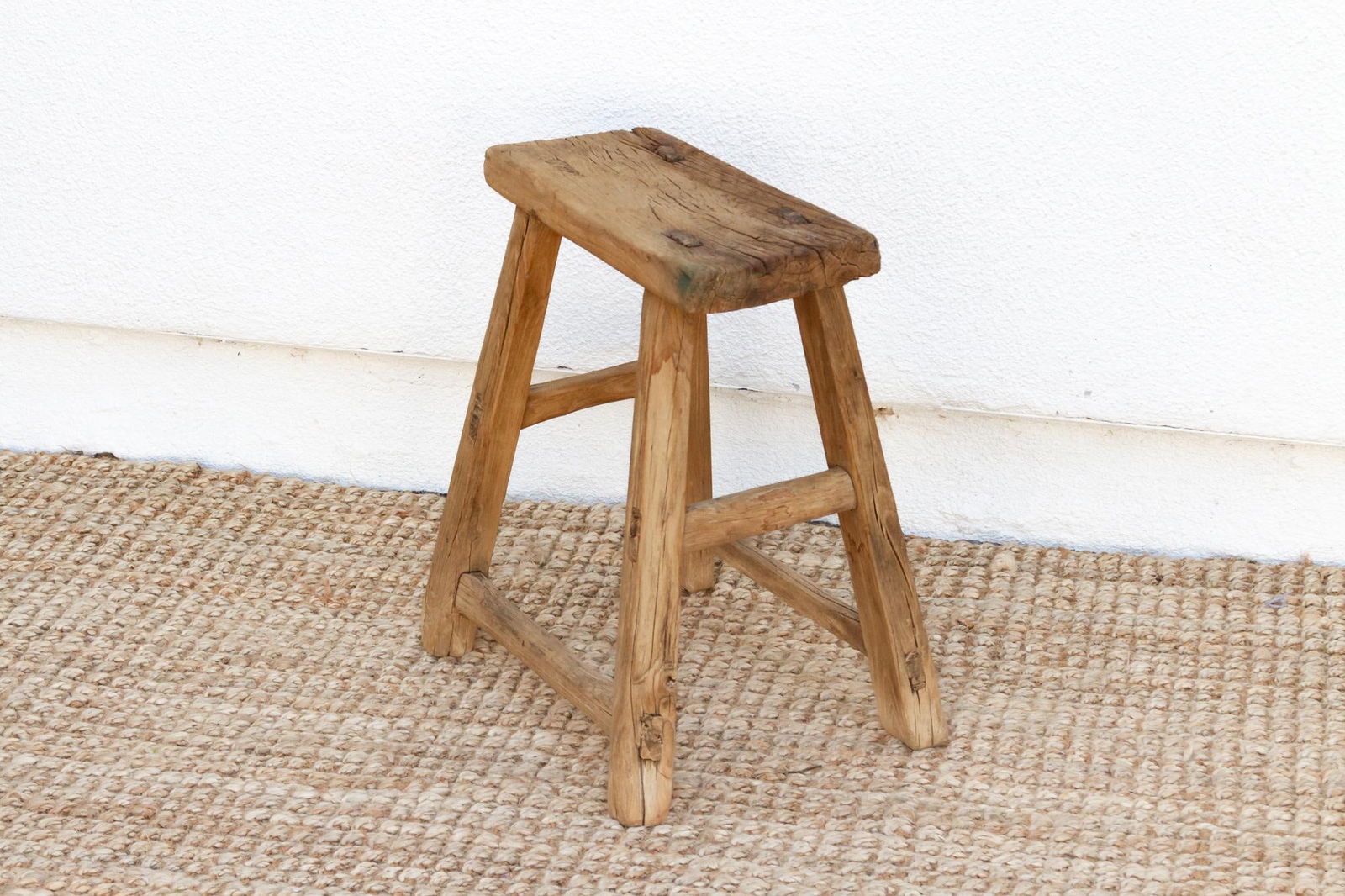 Antique Primitive Wood End Table - 6
