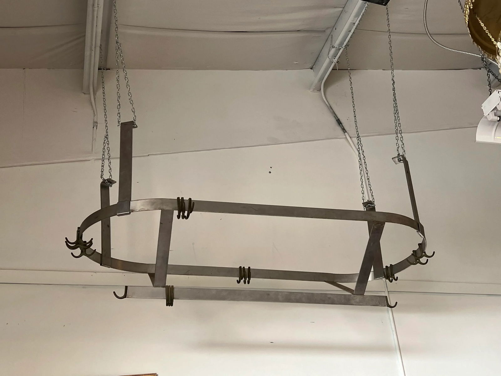 Late 20th Century Large Oval Stainless Pot Hanger - 2