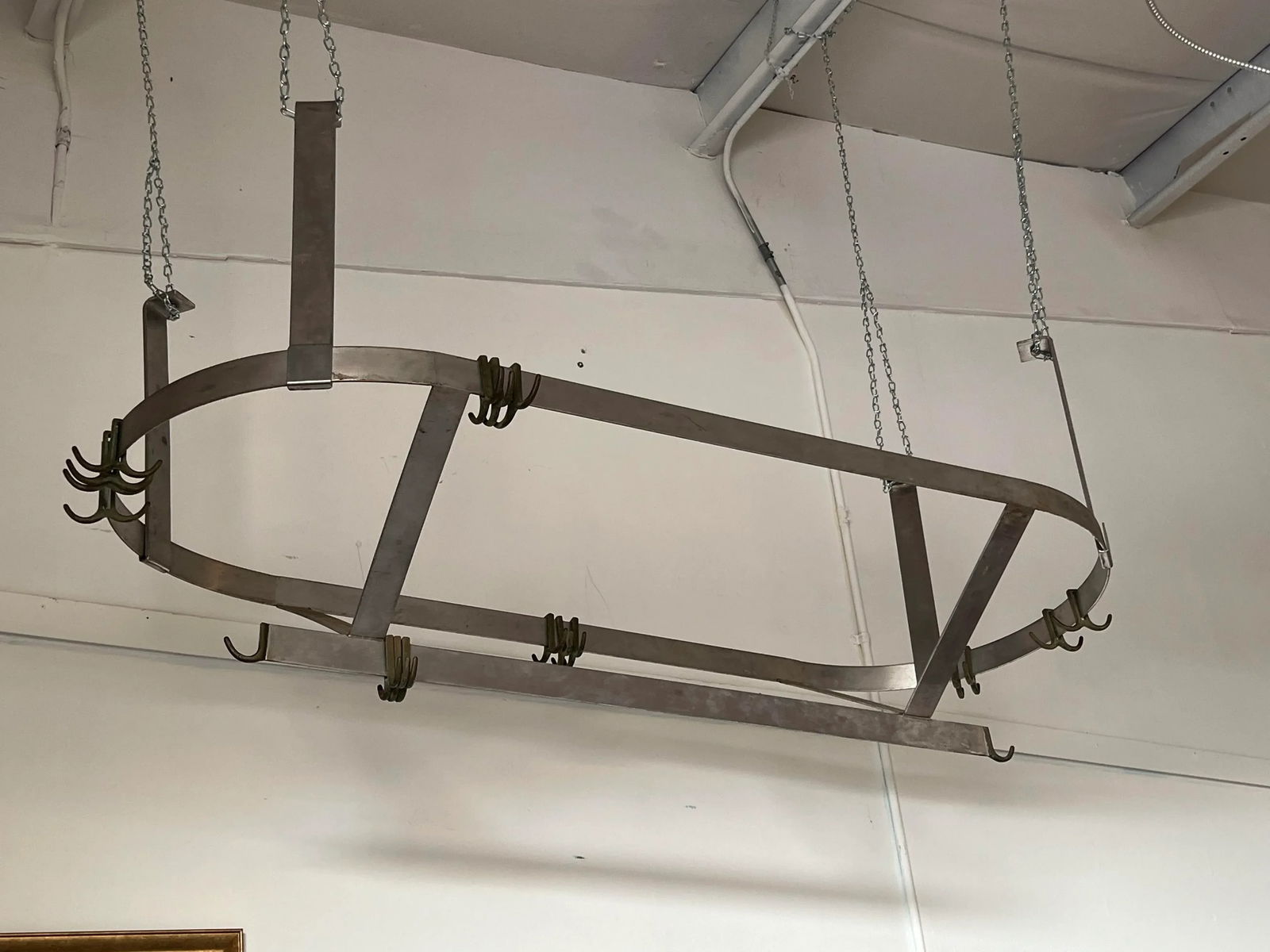 Late 20th Century Large Oval Stainless Pot Hanger - 5