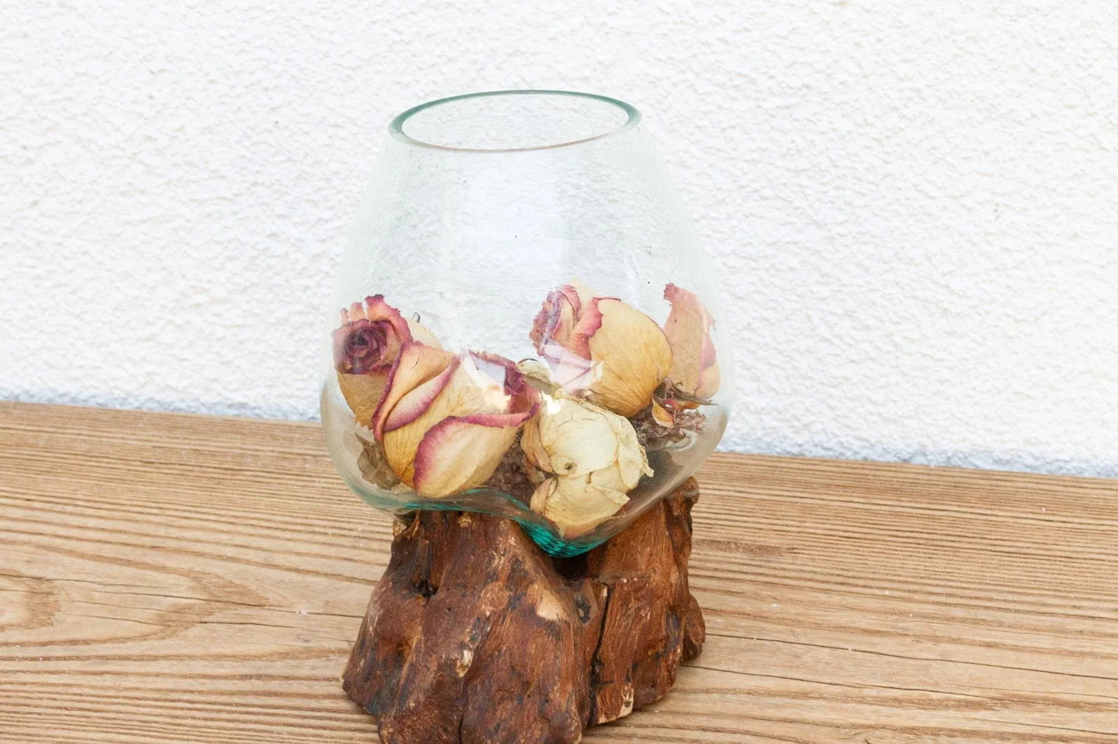 Rustic Modern Glass Bowl on Driftwood - 2