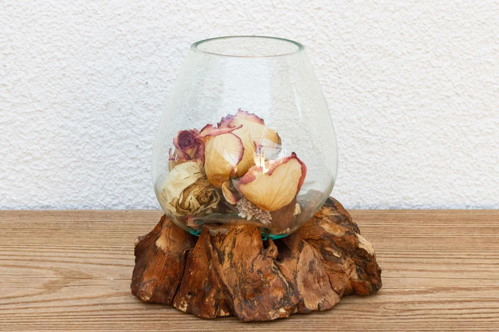 Rustic Modern Glass Bowl on Driftwood - 3