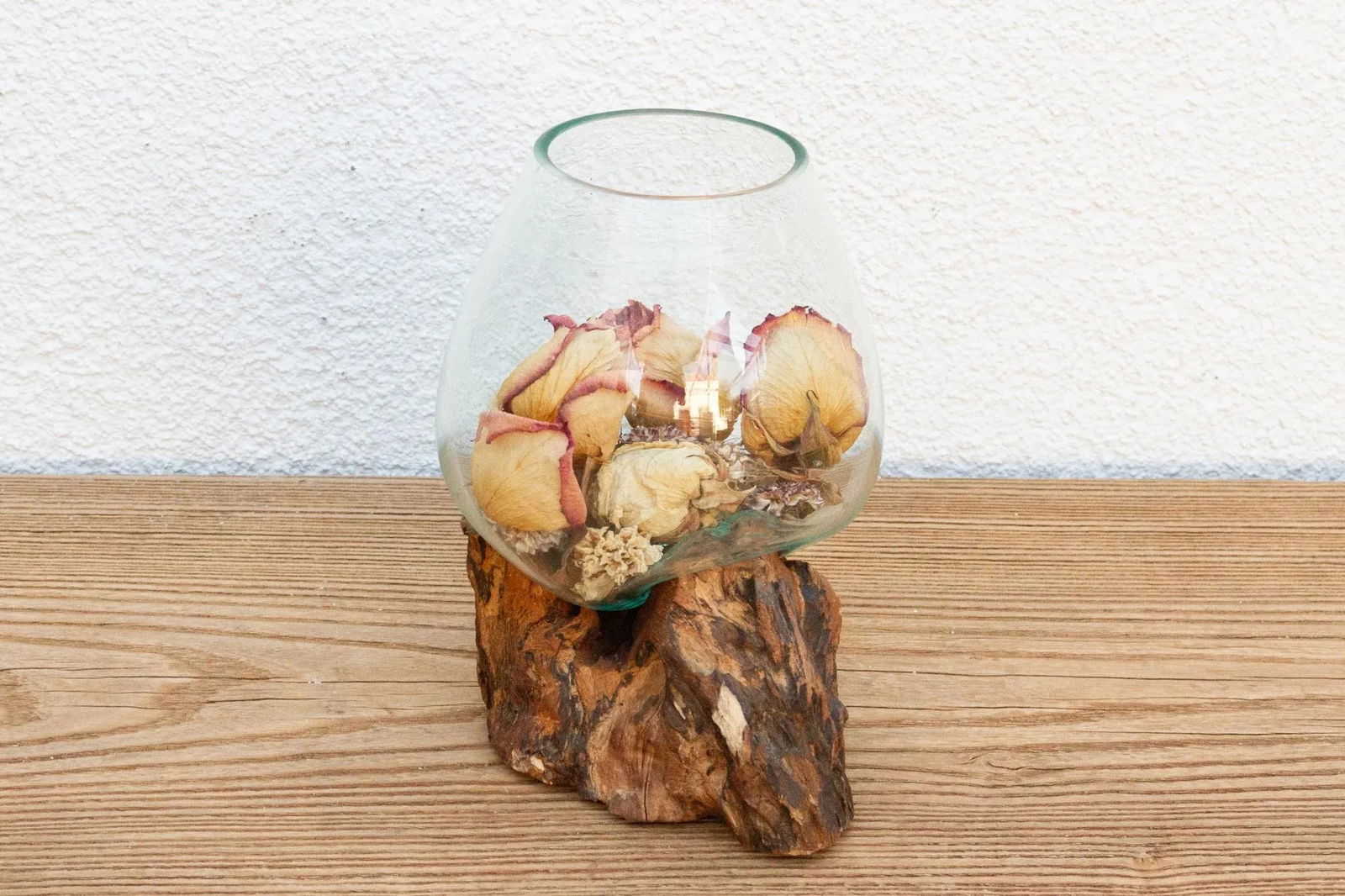 Rustic Modern Glass Bowl on Driftwood - 5