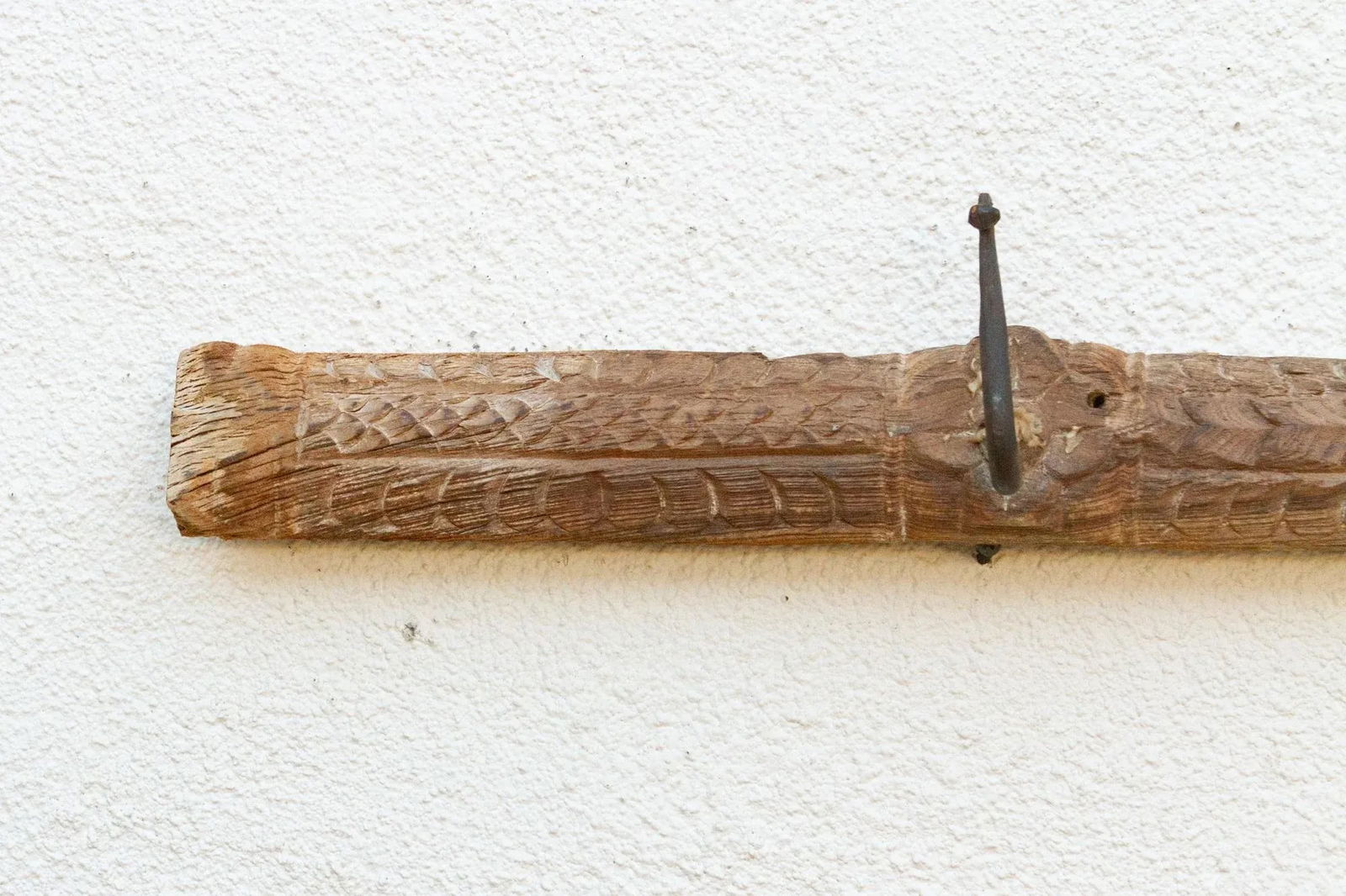 Primitive Carved Bleached Wood Wall Art - 7