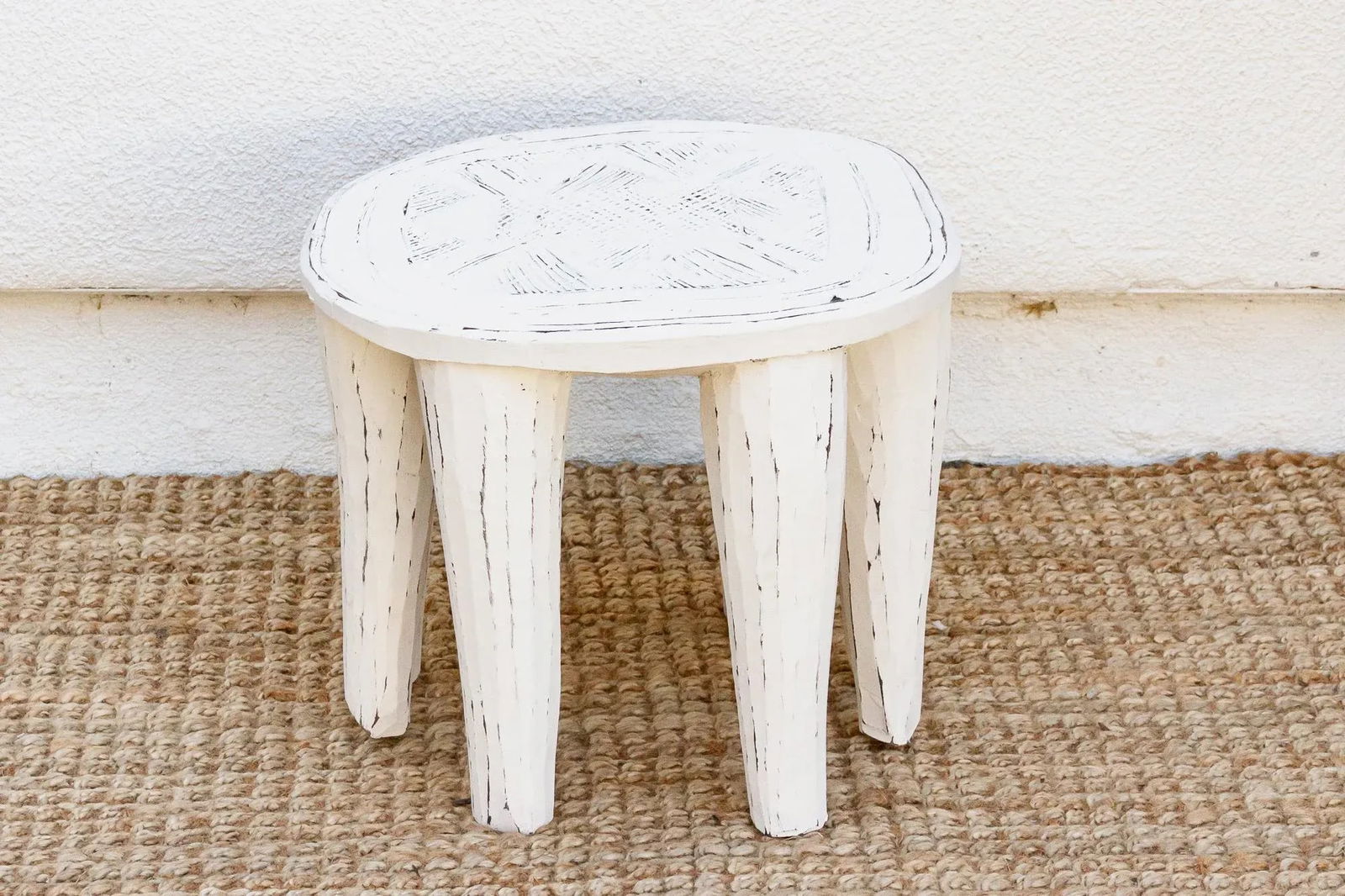 Artisanal White Carved Nupe Coffee Table - 5