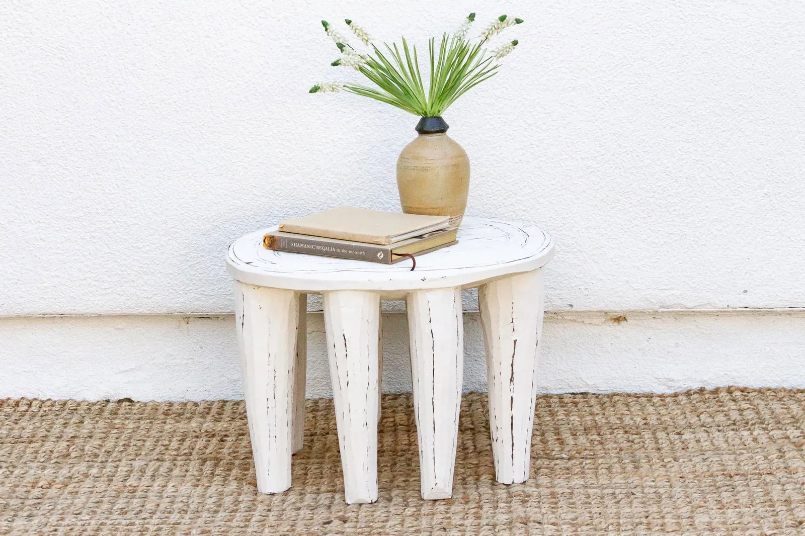 Artisanal White Carved Nupe Coffee Table - 8