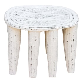 Hand-Carved Chalky White African Table