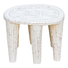 Farmhouse Style Whitewash Nupe Stool