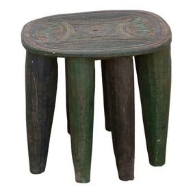 Forest Green African Nupe Side Table