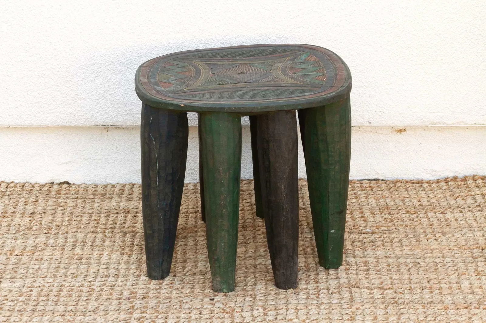 Forest Green African Nupe Side Table - 3