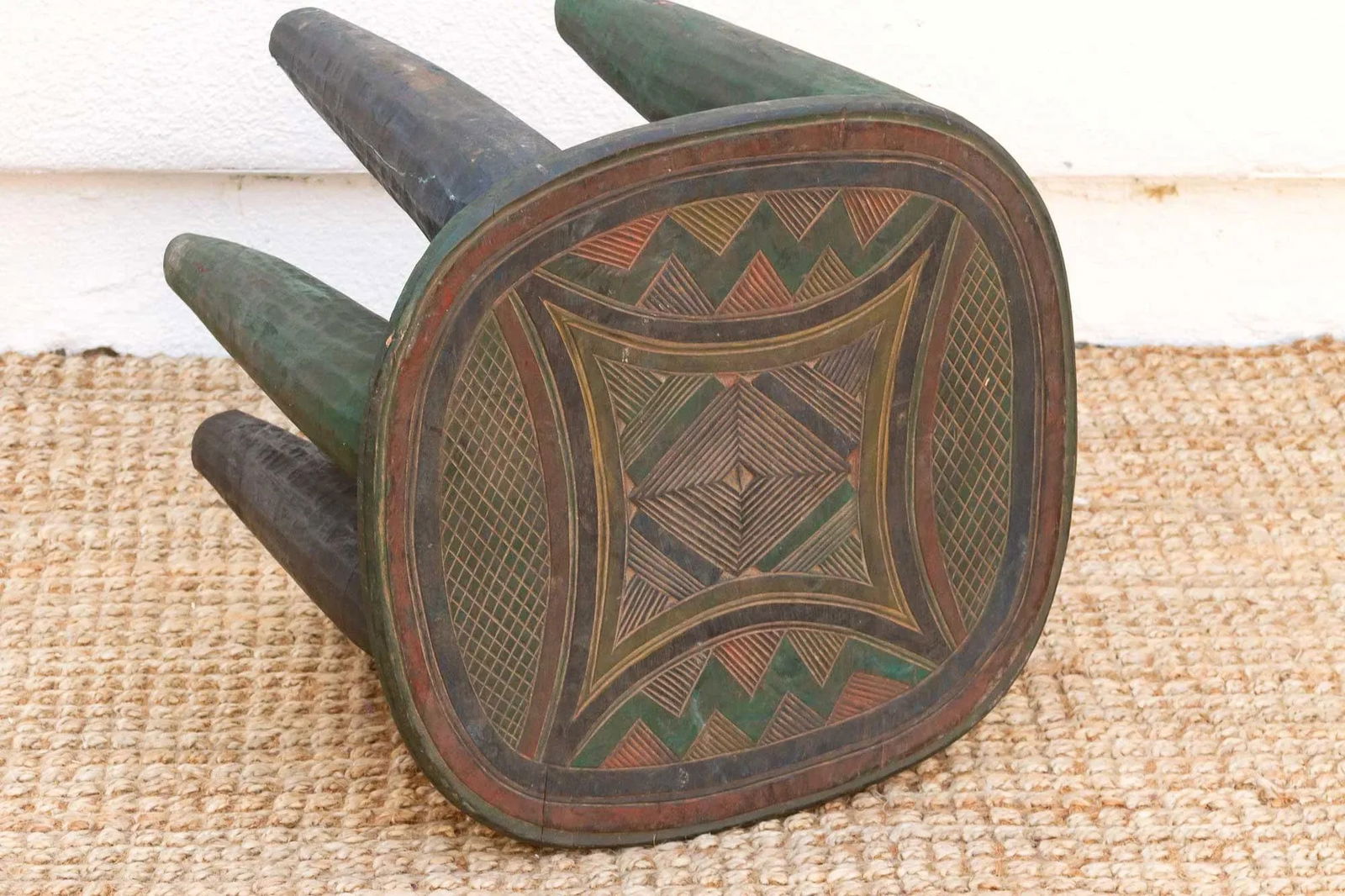 Forest Green African Nupe Side Table - 6