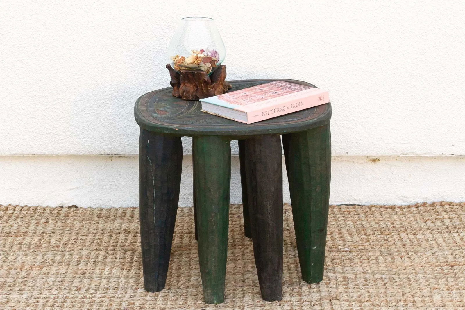 Forest Green African Nupe Side Table - 7