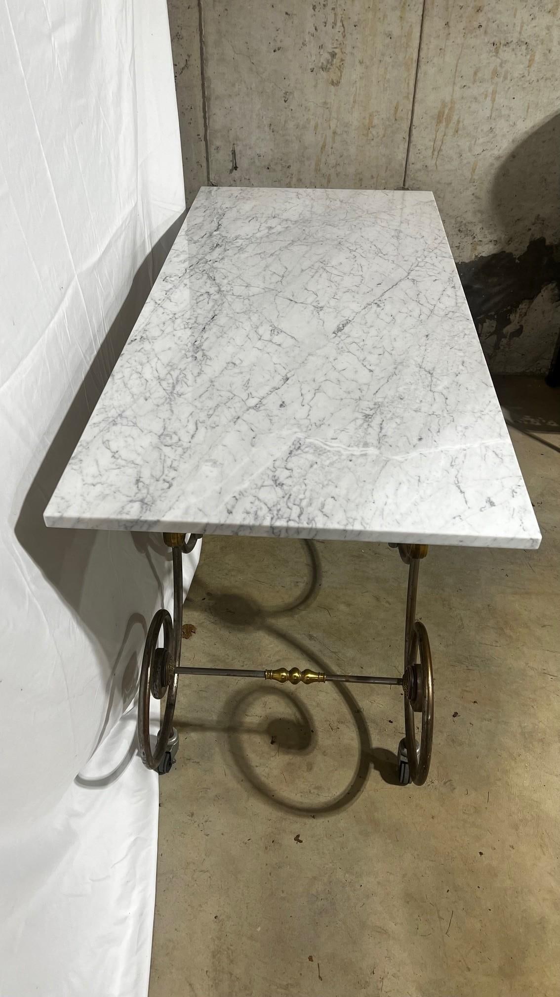 Mid-Century Reproduction French Patisserie Marble Top Table - 4