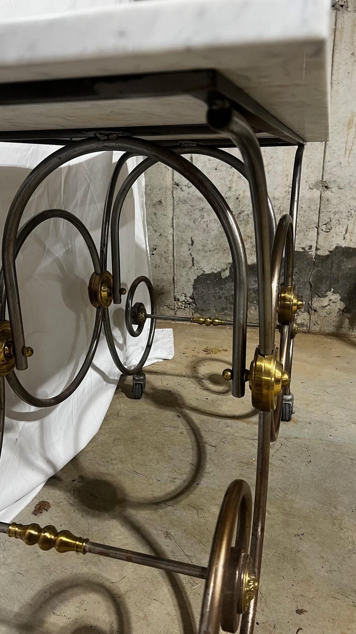 Mid-Century Reproduction French Patisserie Marble Top Table - 7