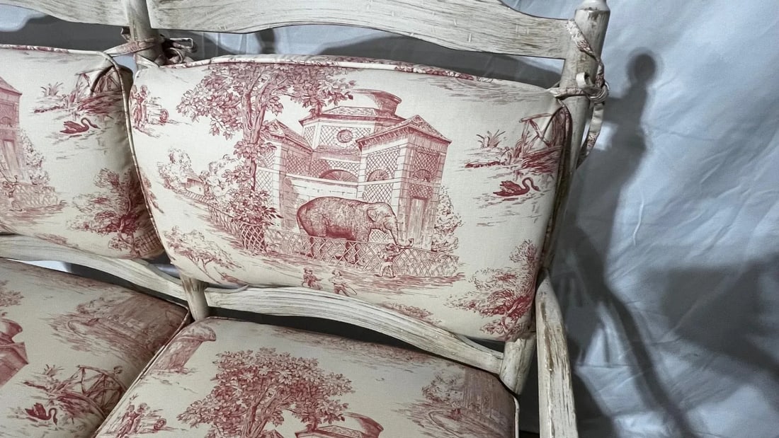 1990s Sam Moore French Country Toile Cotton Upholstery Fabric Settee - 6