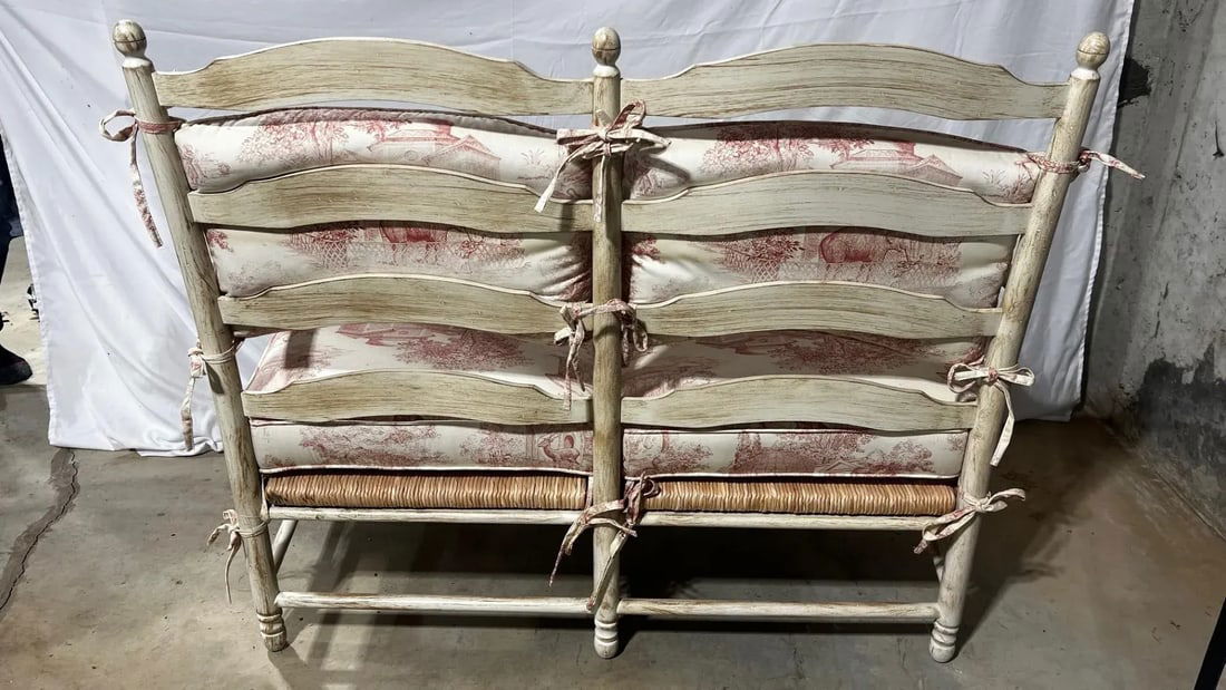 1990s Sam Moore French Country Toile Cotton Upholstery Fabric Settee - 8