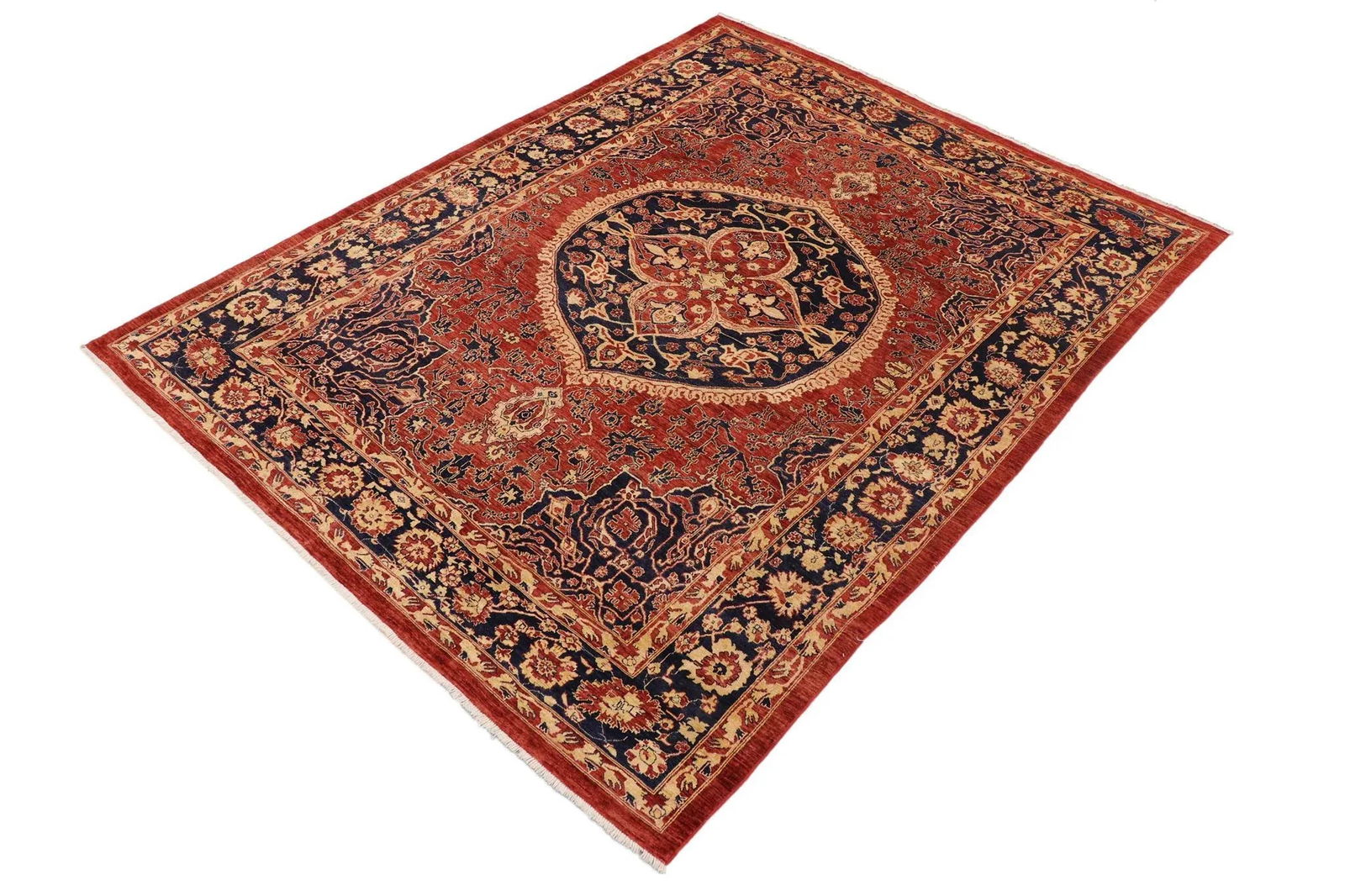 Tribal Heriz Ziegler Rust Blue Hand-Knotted Rug - 9'4'' X 11'5'' - 3