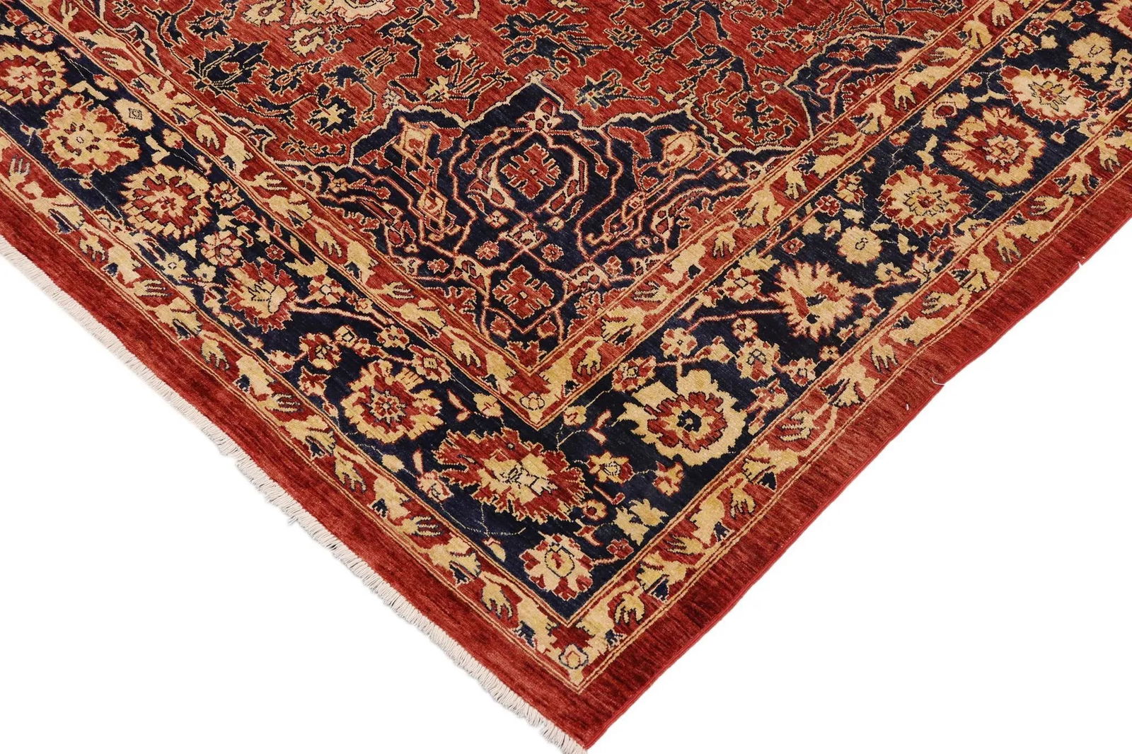 Tribal Heriz Ziegler Rust Blue Hand-Knotted Rug - 9'4'' X 11'5'' - 5